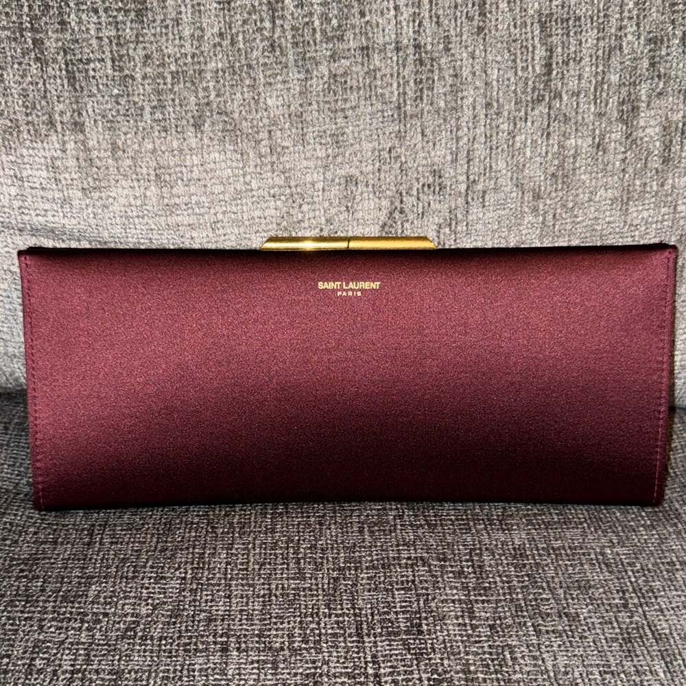 New Saint Laurent satin midnight clutch